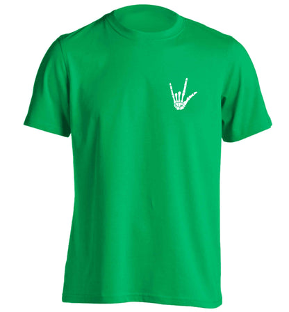 Skeleton Hand Pocket adults unisex green Tshirt 2XL