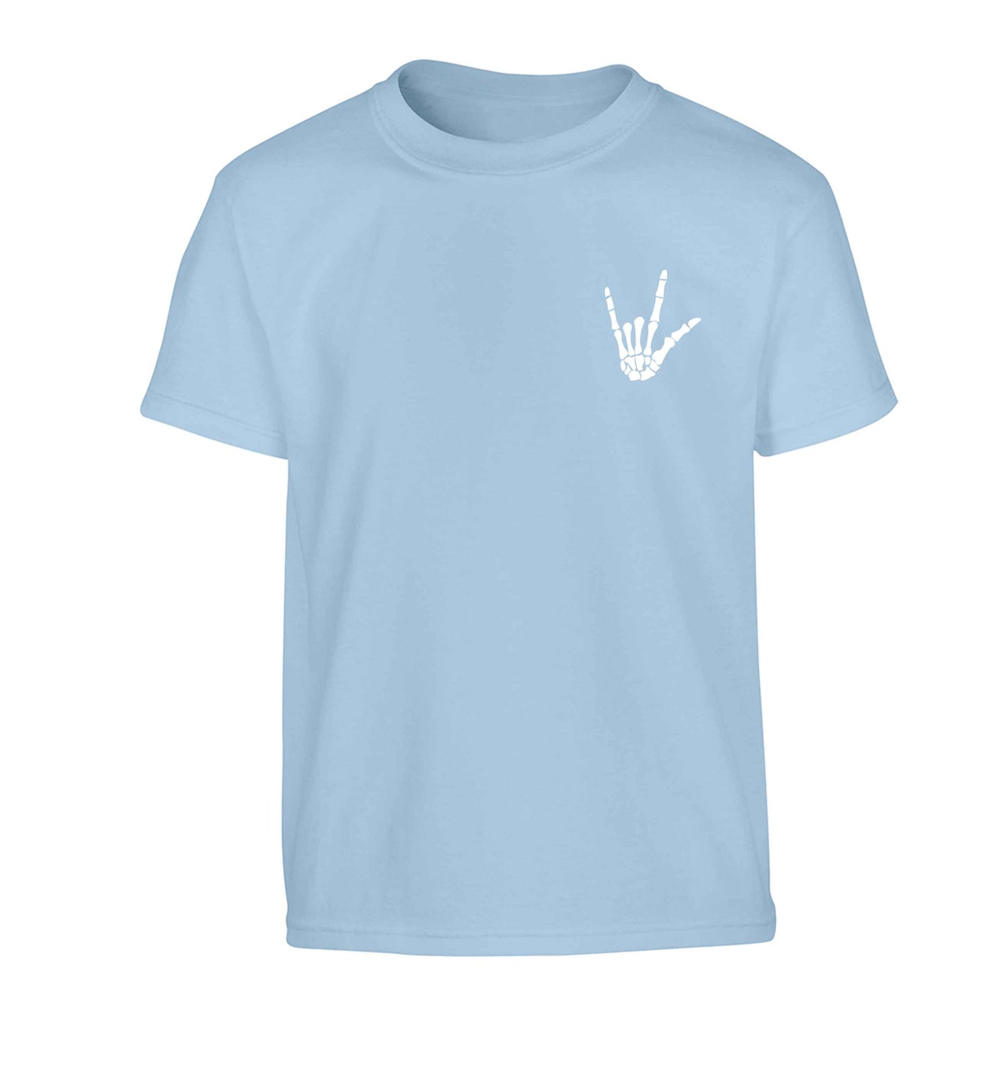 Skeleton Hand Pocket Children's light blue Tshirt 12-13 Years