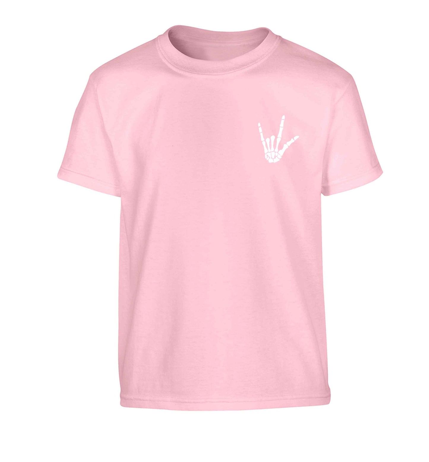 Skeleton Hand Pocket Children's light pink Tshirt 12-13 Years