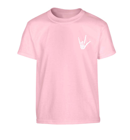 Skeleton Hand Pocket Children's light pink Tshirt 12-13 Years