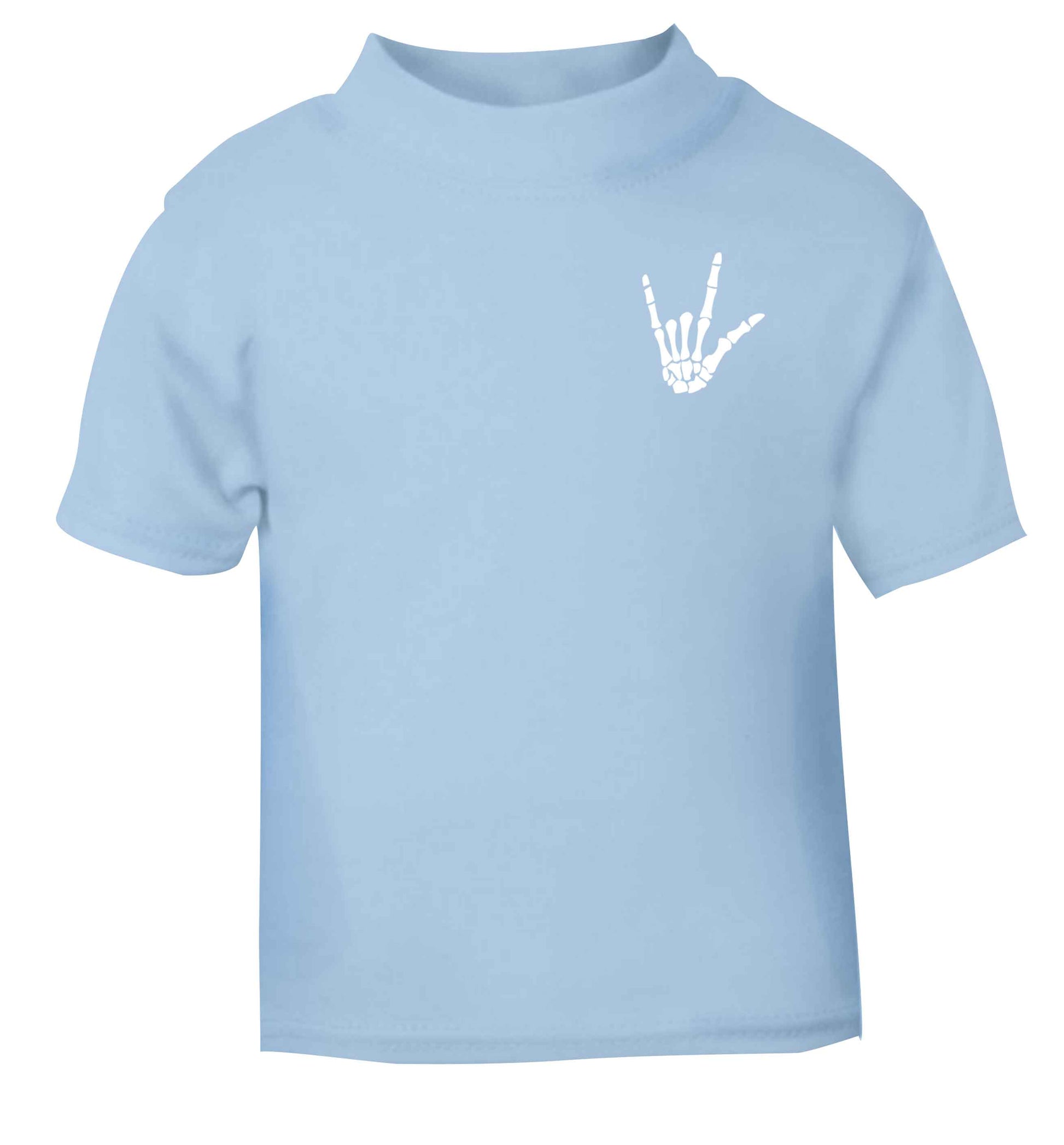 Skeleton Hand Pocket light blue baby toddler Tshirt 2 Years