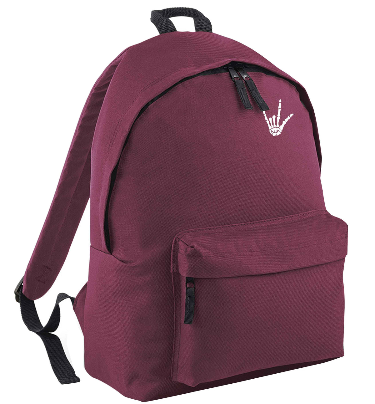 Skeleton Hand Pocket maroon adults backpack