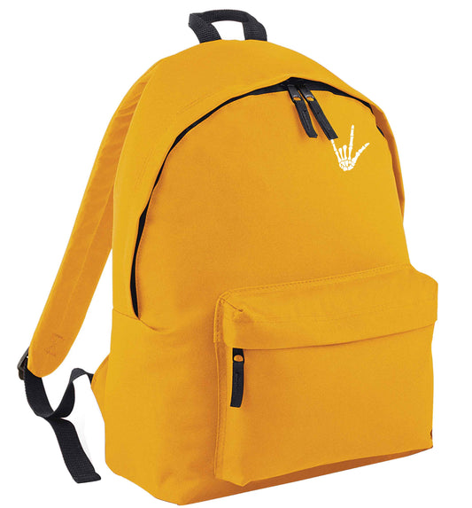 Skeleton Hand Pocket mustard adults backpack