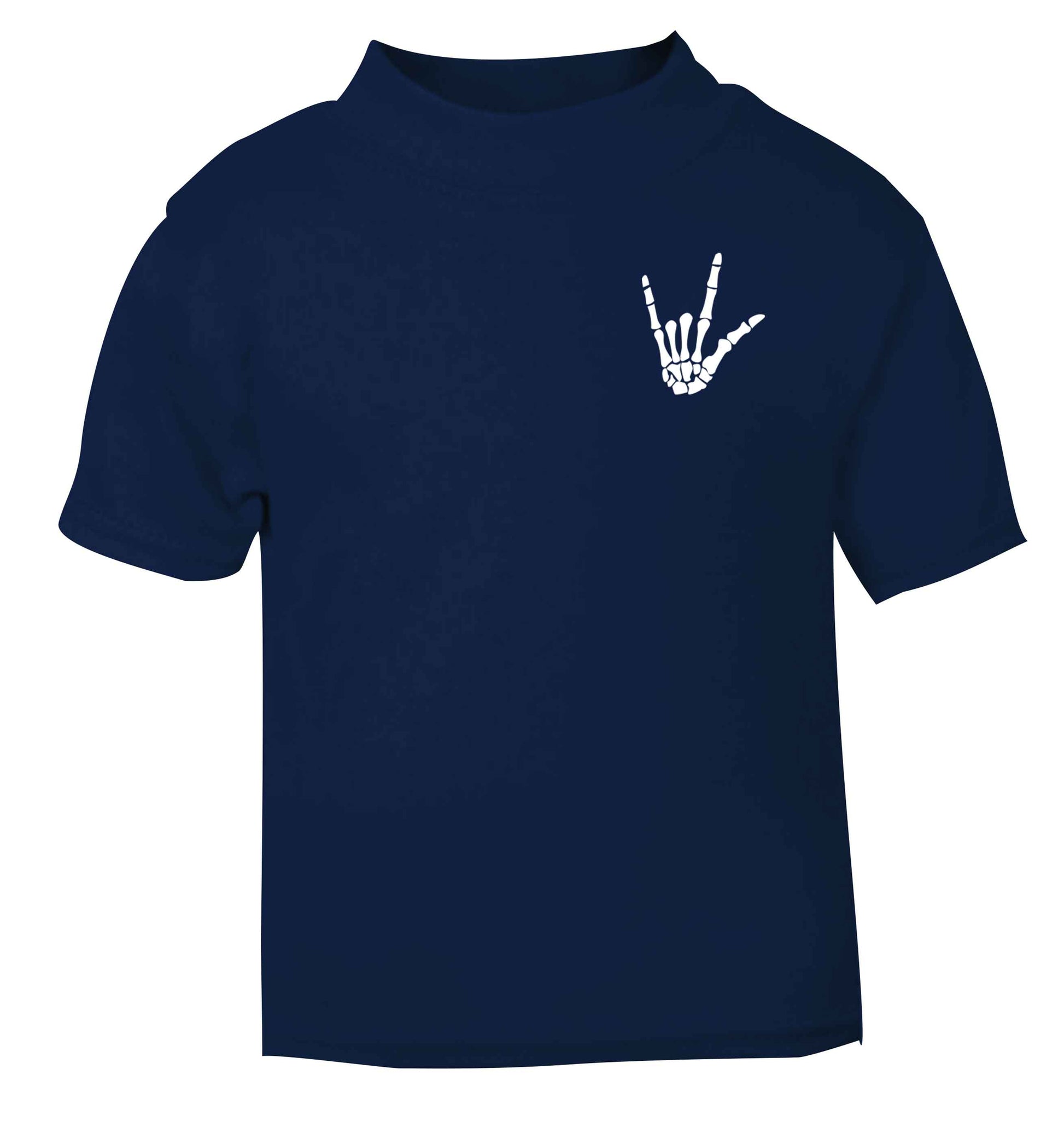 Skeleton Hand Pocket navy baby toddler Tshirt 2 Years