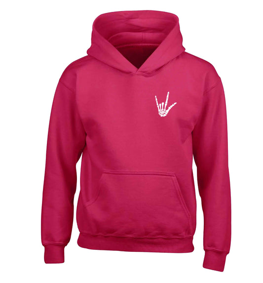 Skeleton Hand Pocket children's pink hoodie 12-13 Years