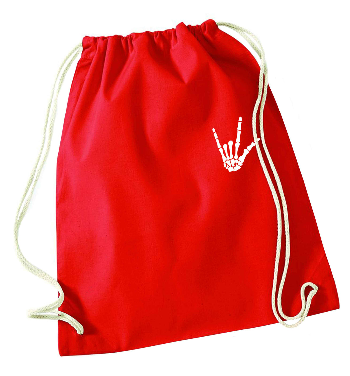 Skeleton Hand Pocket red drawstring bag 