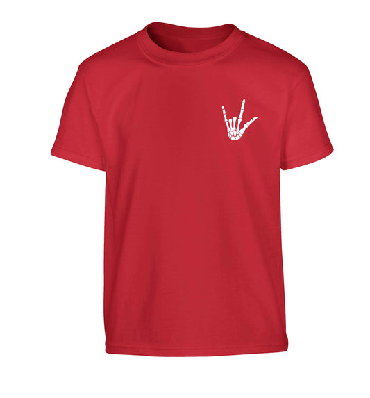 Skeleton Hand Pocket Children's red Tshirt 12-13 Years