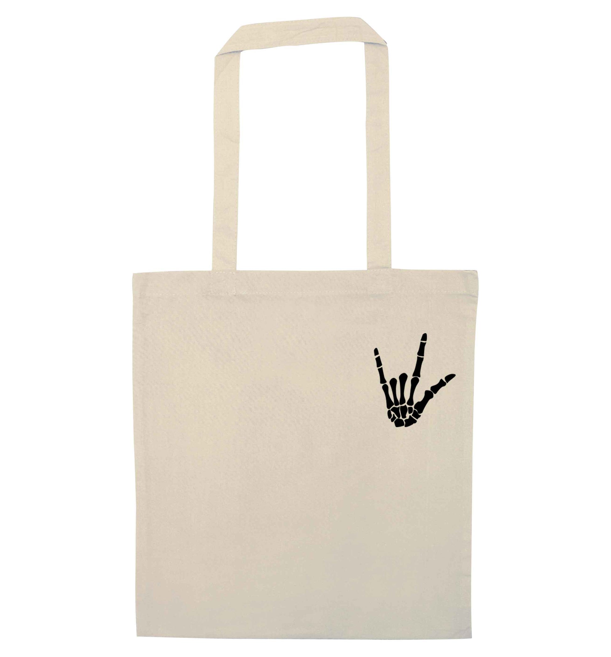 Skeleton Hand Pocket natural tote bag