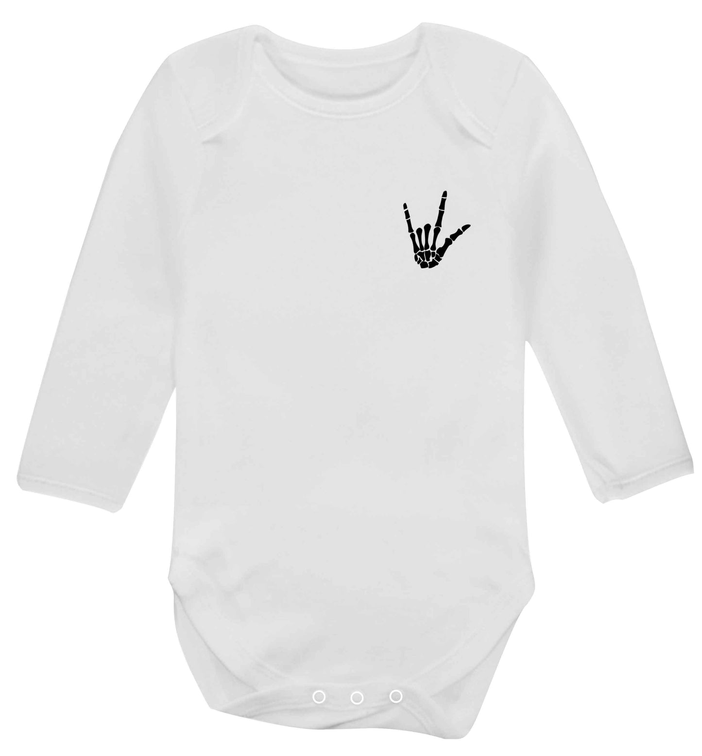 Skeleton Hand Pocket baby vest long sleeved white 6-12 months