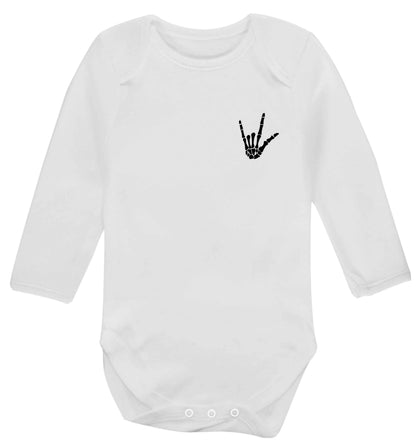 Skeleton Hand Pocket baby vest long sleeved white 6-12 months