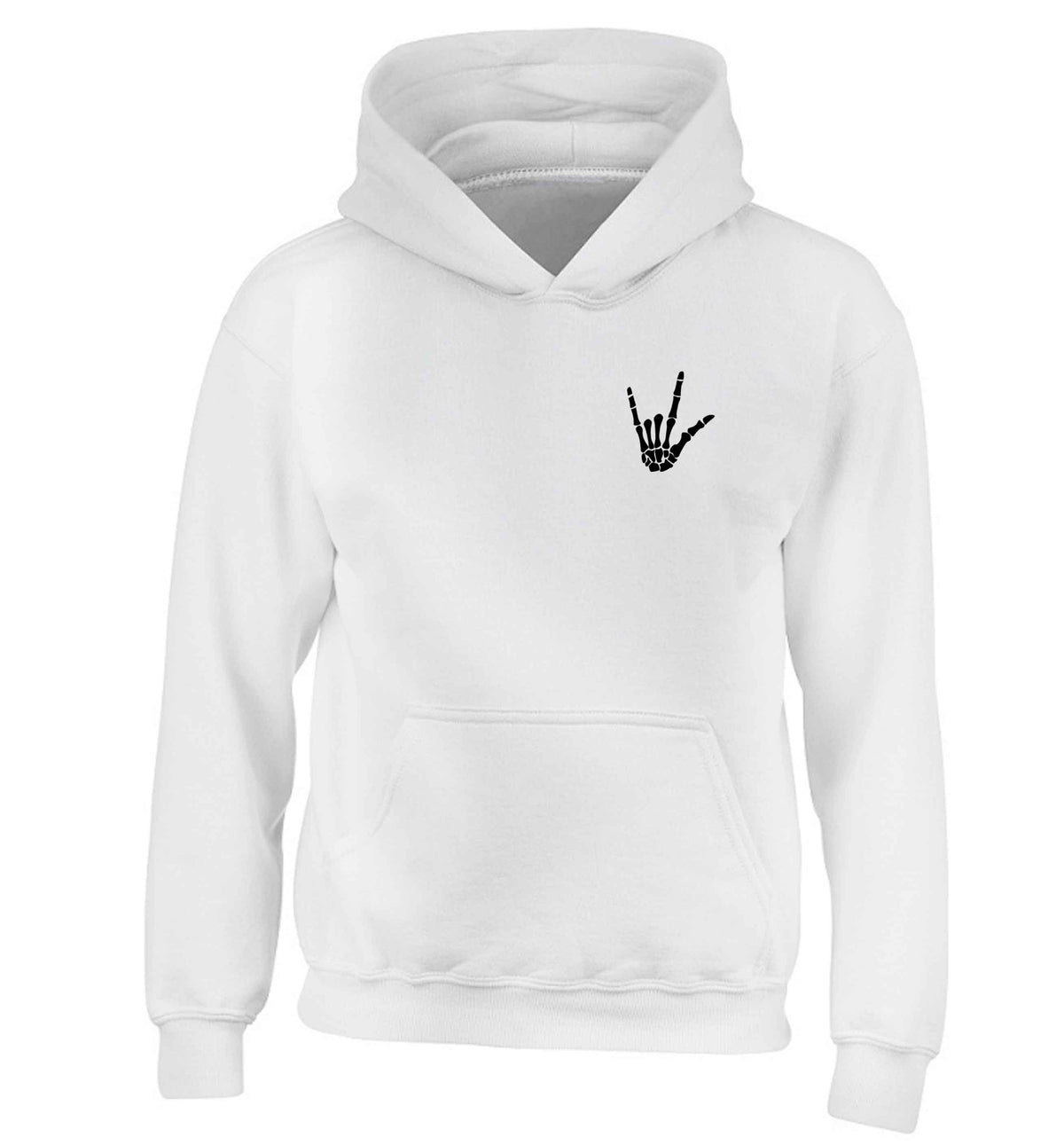 Skeleton Hand Pocket children's white hoodie 12-13 Years