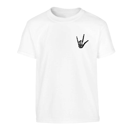 Skeleton Hand Pocket Children's white Tshirt 12-13 Years