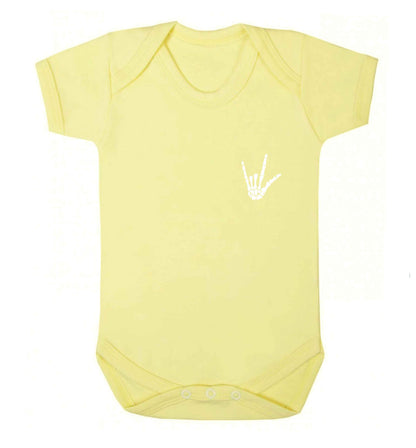 Skeleton Hand Pocket baby vest pale yellow 18-24 months