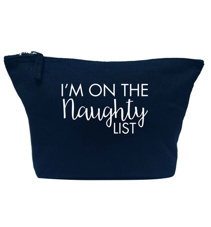 I'm on the naughty list navy makeup bag
