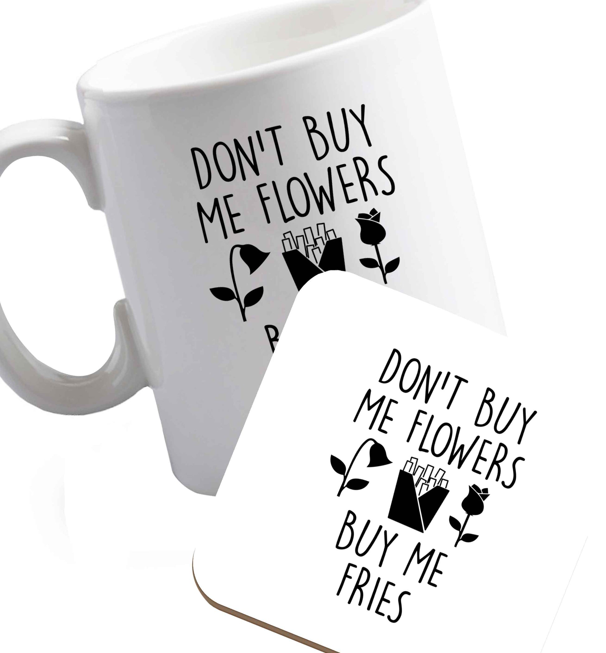 10 oz Favourite Type Pan Pancake ceramic mug and coaster set right handed