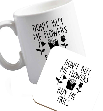 10 oz Favourite Type Pan Pancake ceramic mug and coaster set right handed