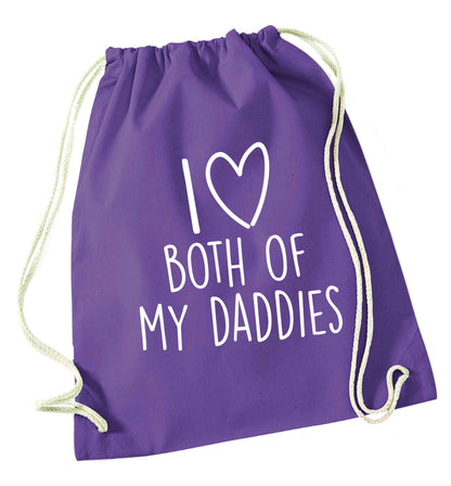 I love both of my daddies purple drawstring bag
