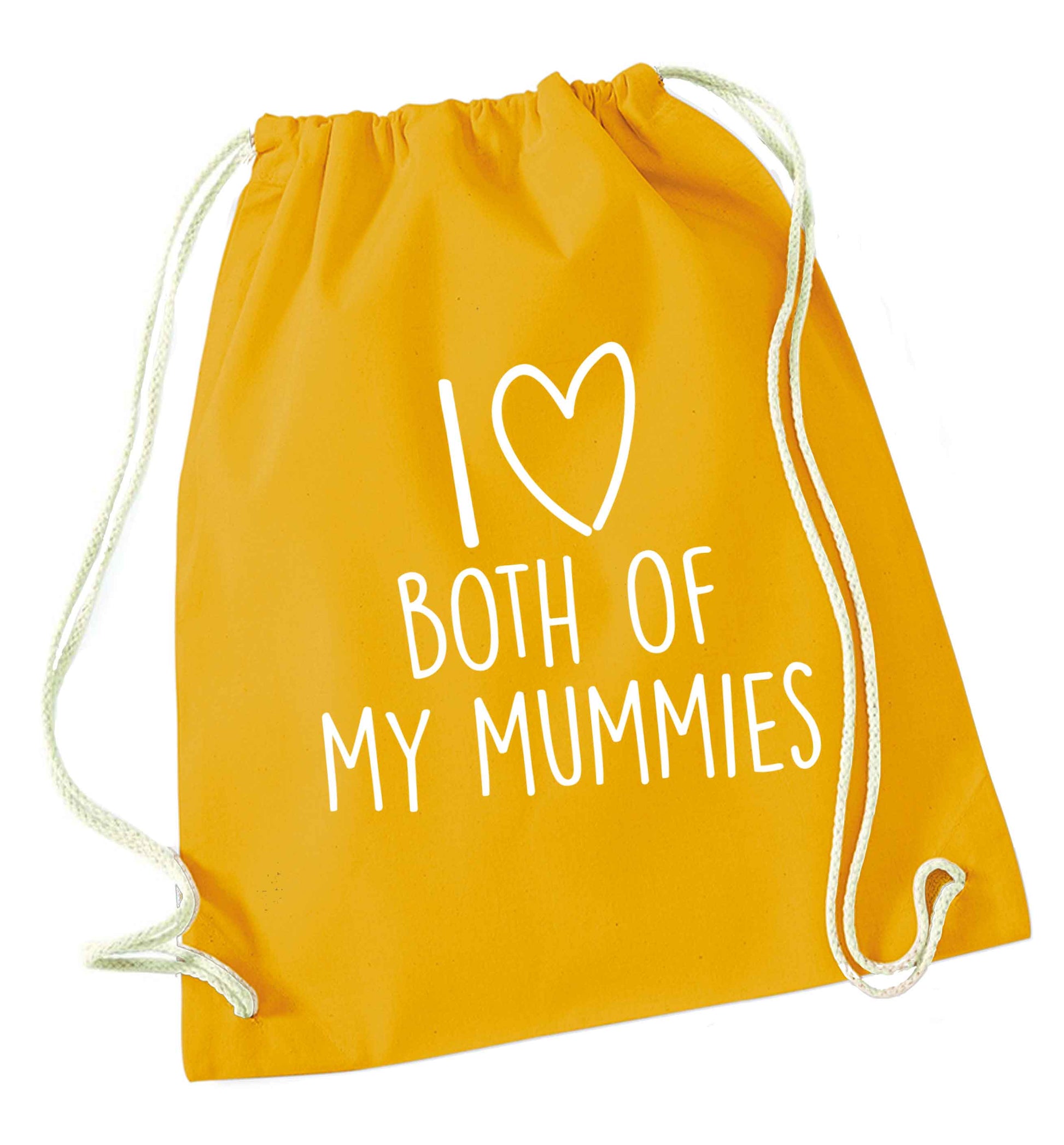 I love both of my mummies mustard drawstring bag