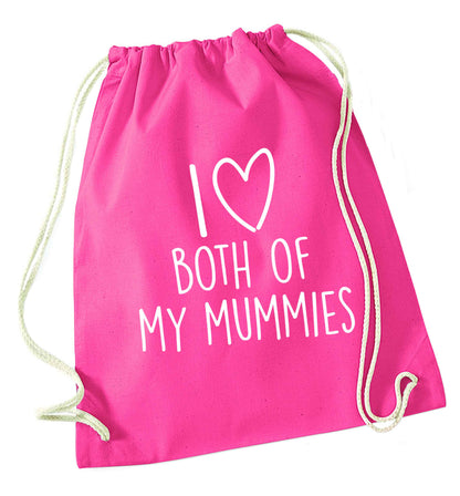 I love both of my mummies pink drawstring bag