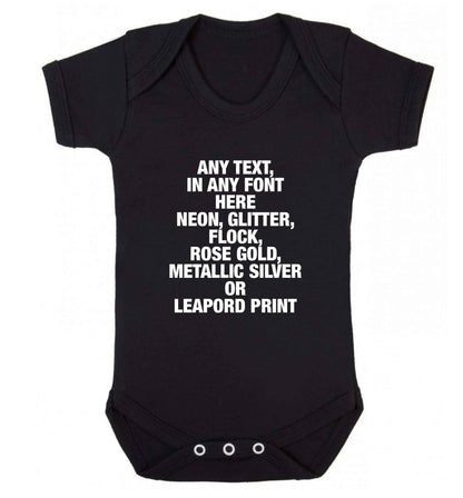 Premium custom order any text colour and font baby vest black 18-24 months