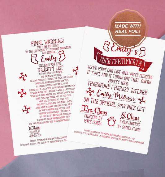 Christmas Eve and Christmas morning letters from Santa | Foiled print