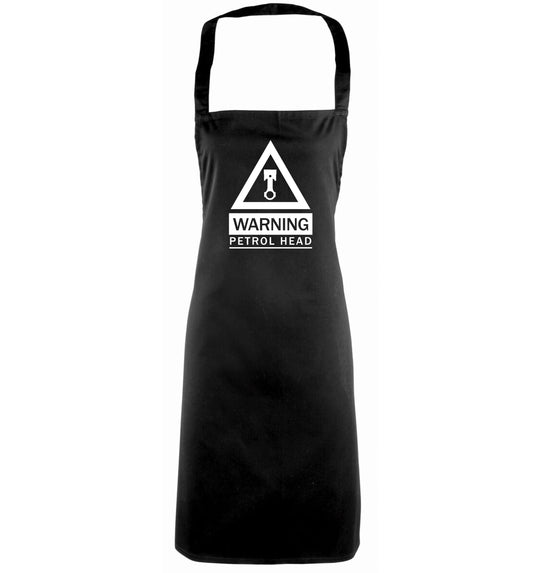 Warning petrol head black apron