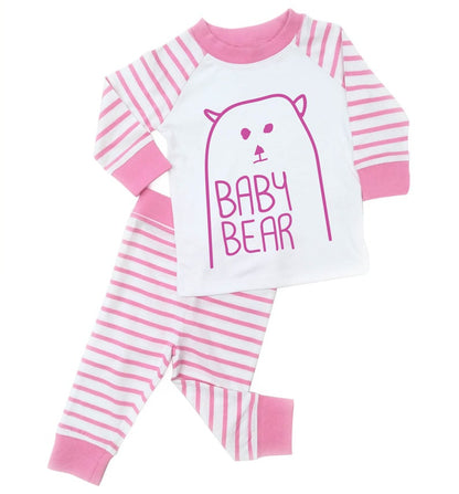 baby bear pink striped toddler pyjamas