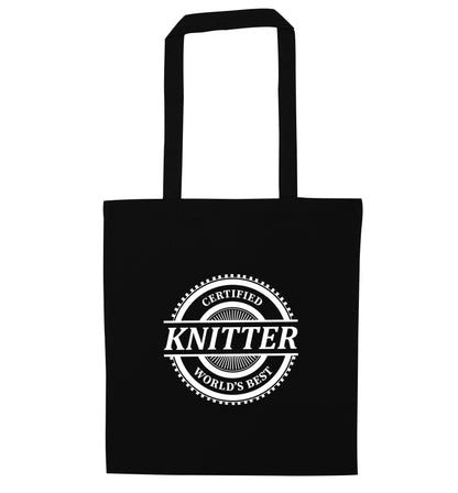 Worlds best knitter black tote bag