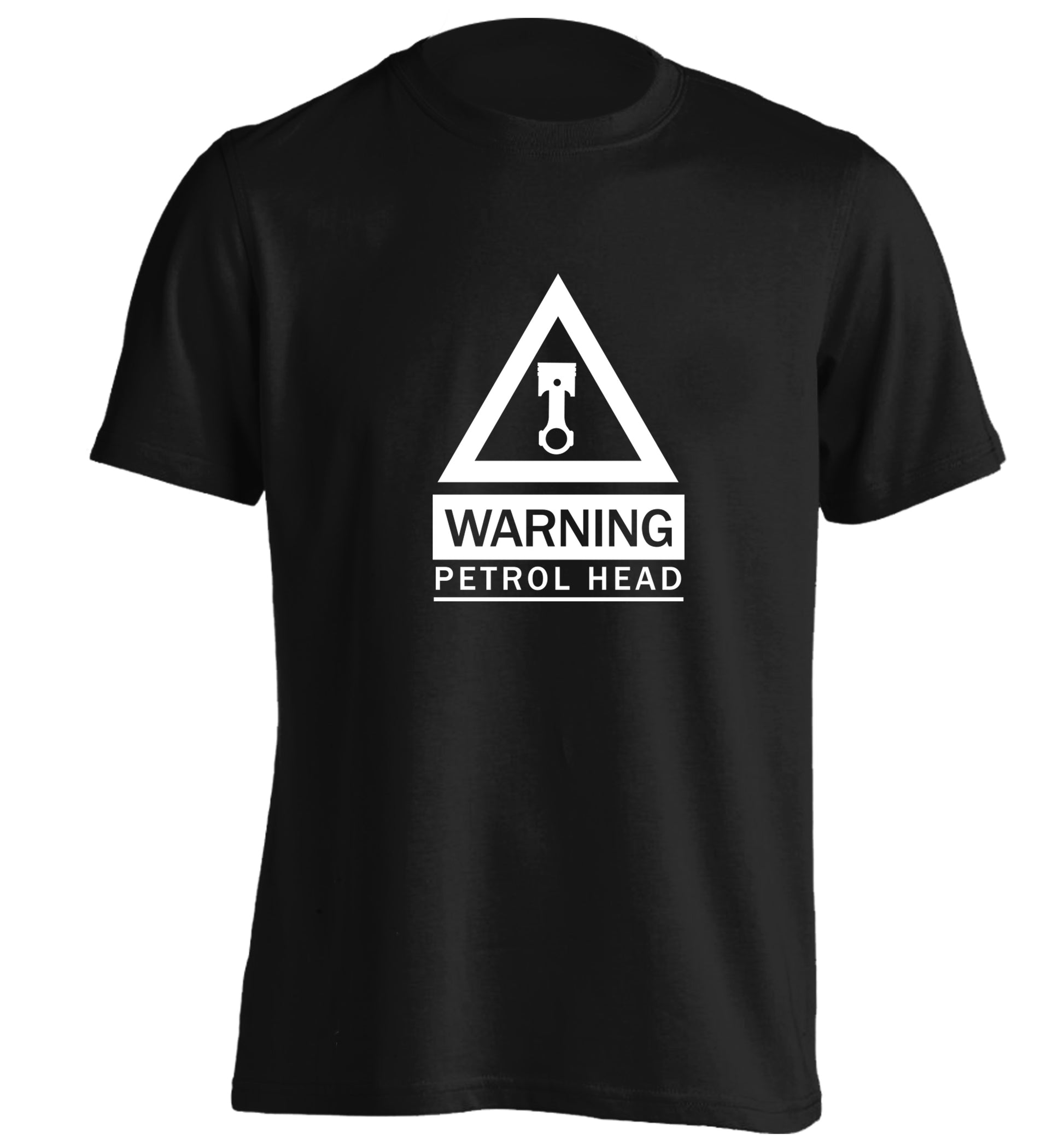 Warning petrol head adults unisex black Tshirt 2XL