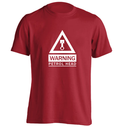 Warning petrol head adults unisex red Tshirt 2XL