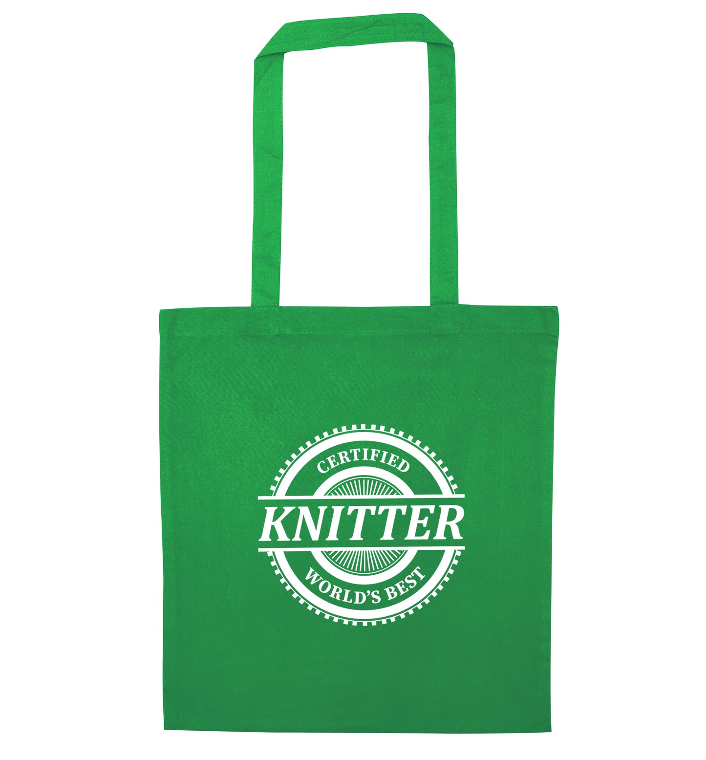 Worlds best knitter green tote bag