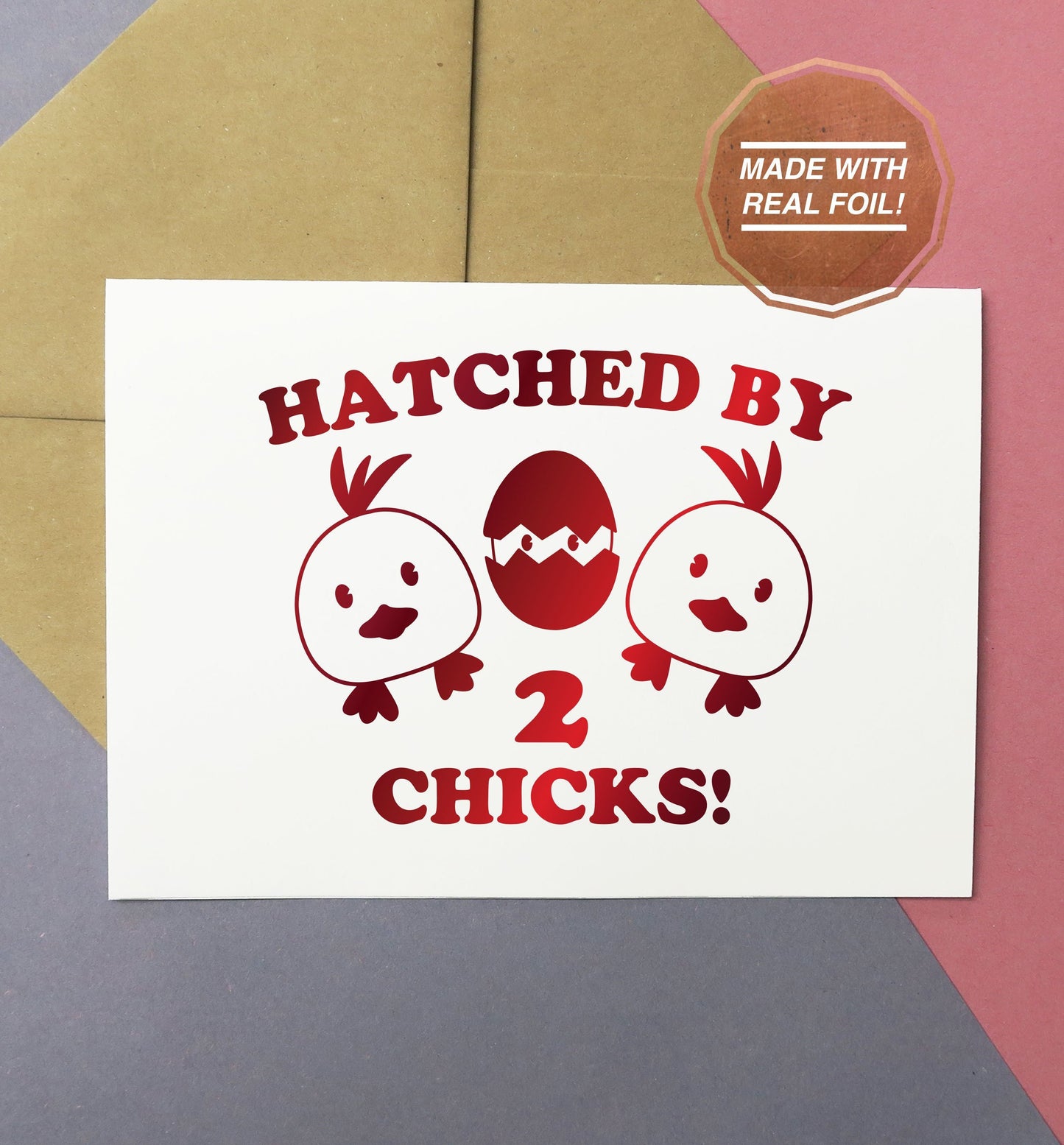 hatched by two chicks print greeting card or download for baby shower