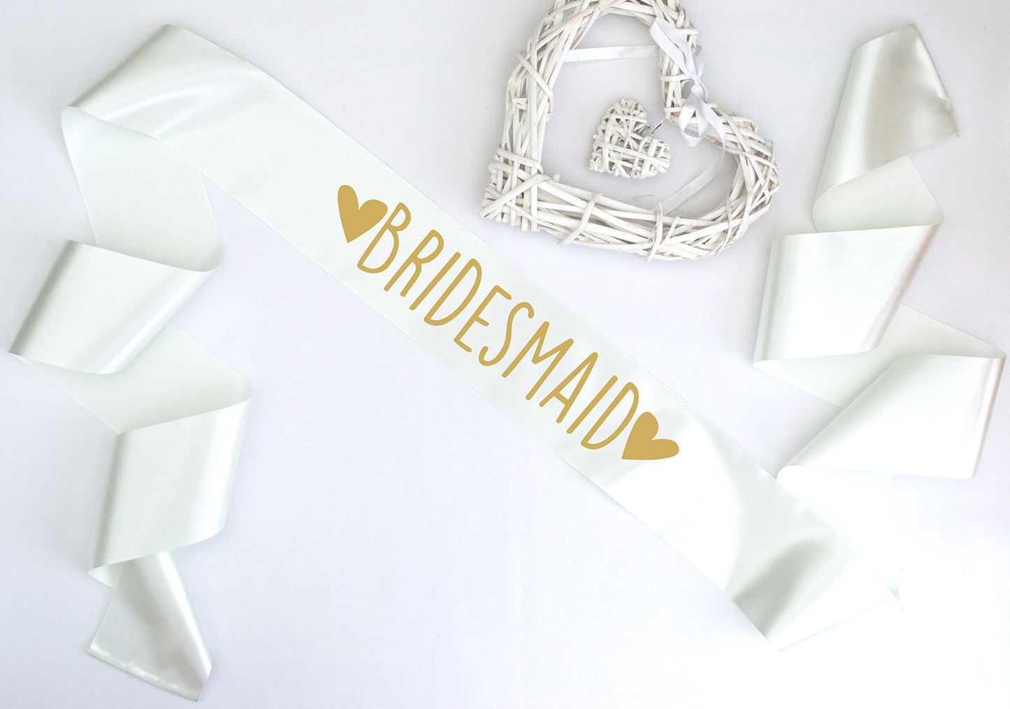 Bridesmaid ivory sash metallic gold text