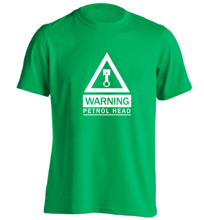 Warning petrol head adults unisex green Tshirt 2XL