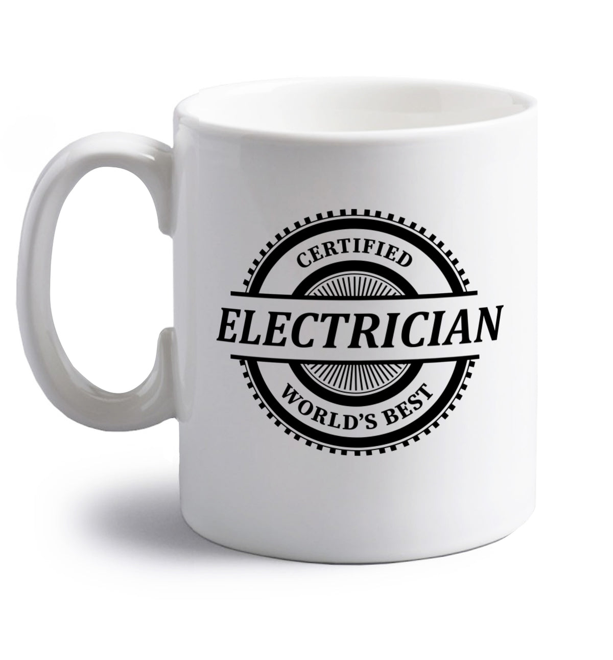Worlds greatest electrician right handed white ceramic mug 