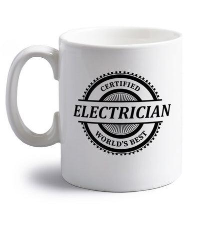 Worlds greatest electrician right handed white ceramic mug 