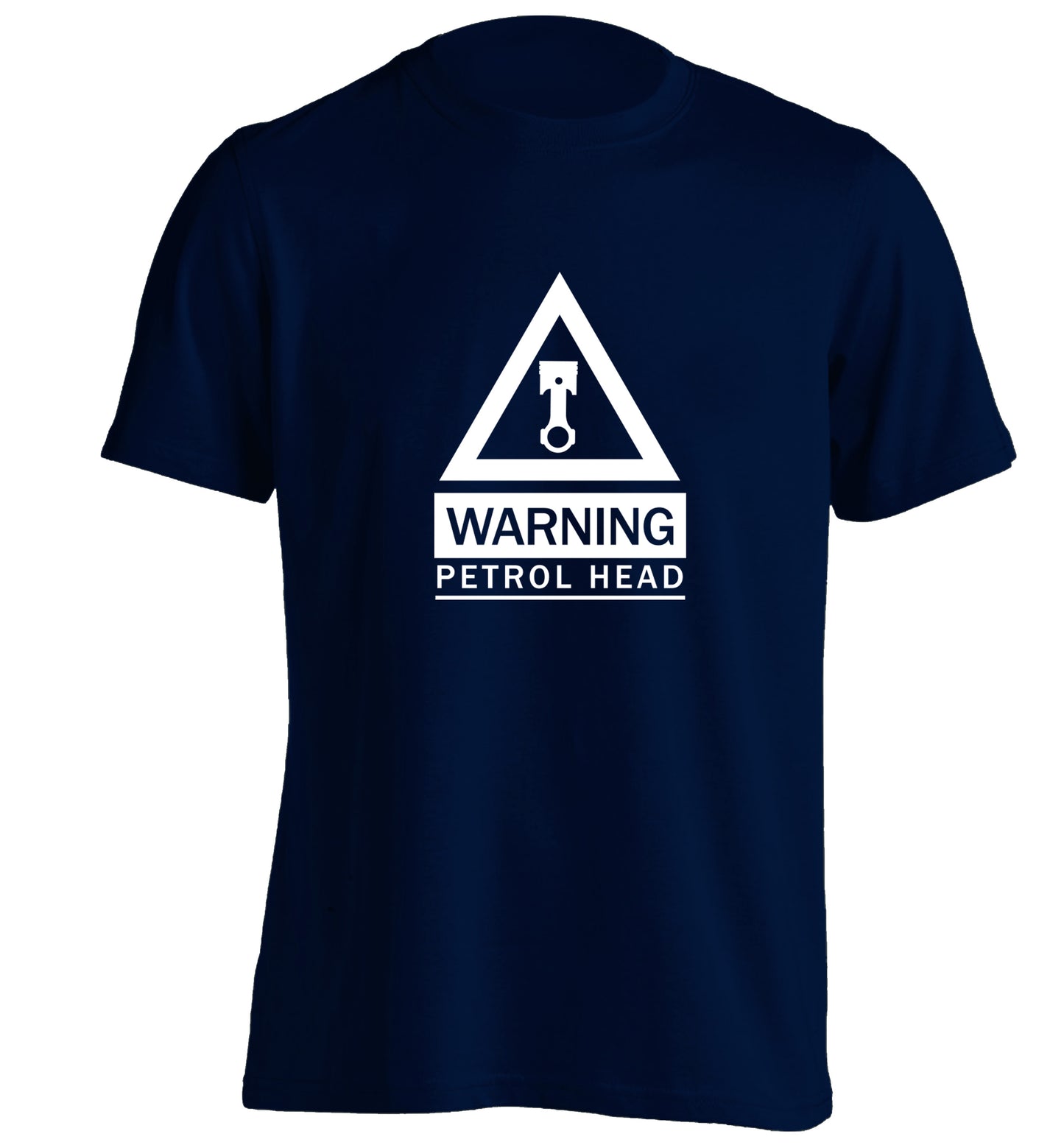 Warning petrol head adults unisex navy Tshirt 2XL