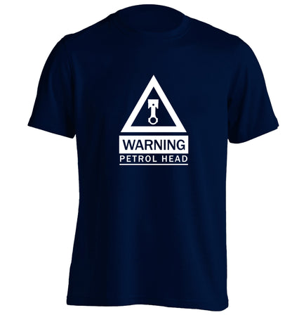 Warning petrol head adults unisex navy Tshirt 2XL