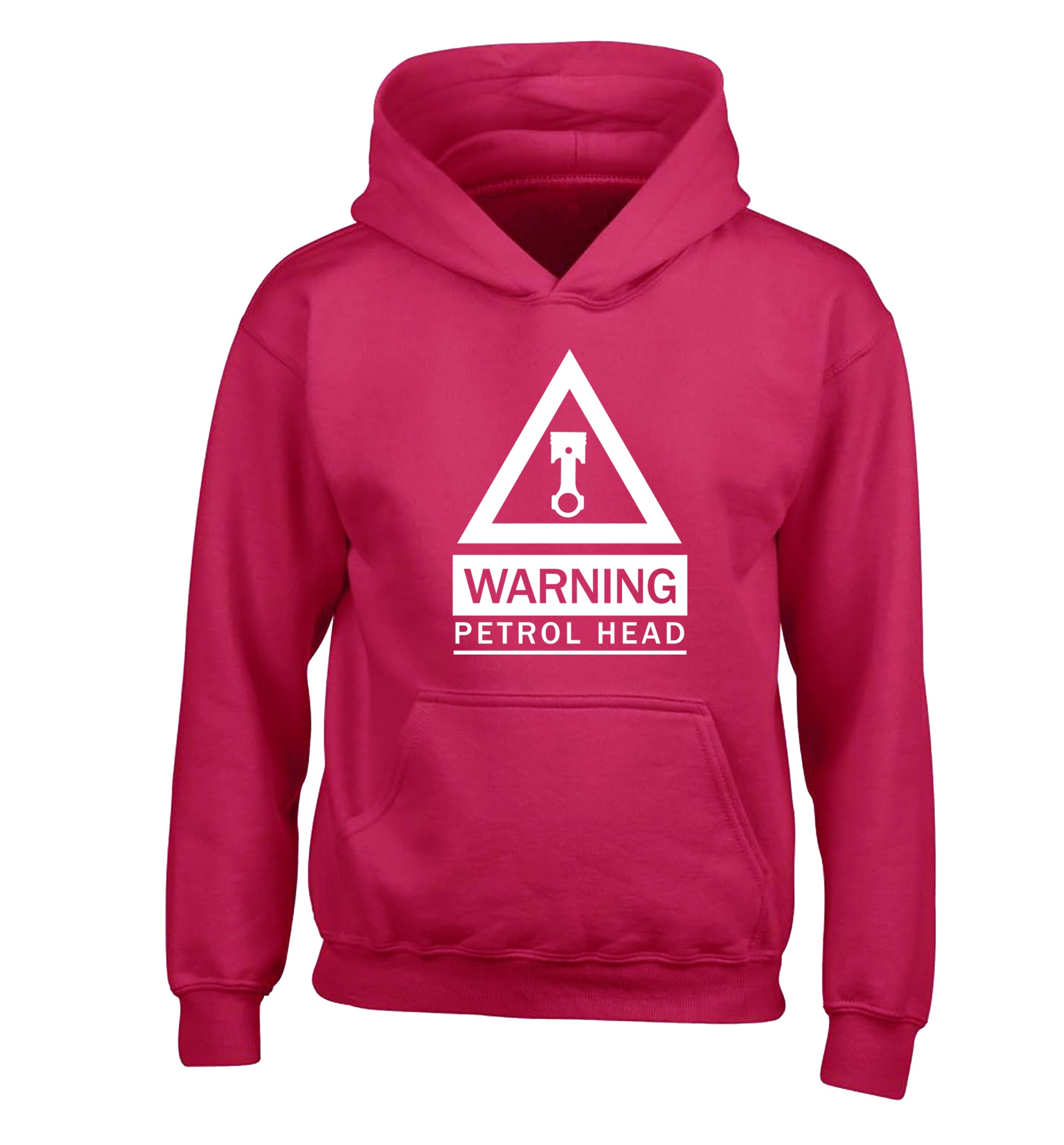 Warning petrol head children's pink hoodie 12-13 Years