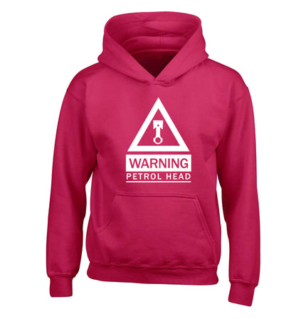 Warning petrol head children's pink hoodie 12-13 Years