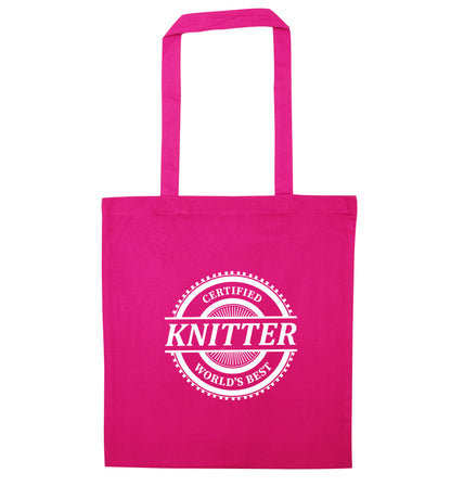 Worlds best knitter pink tote bag