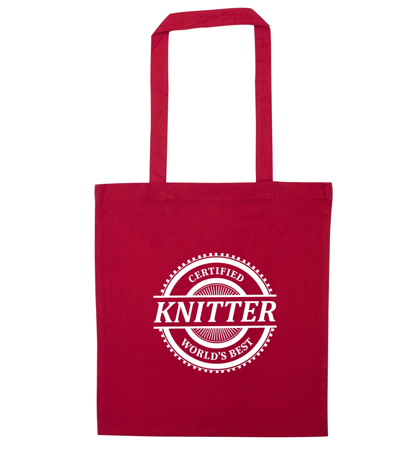 Worlds best knitter red tote bag