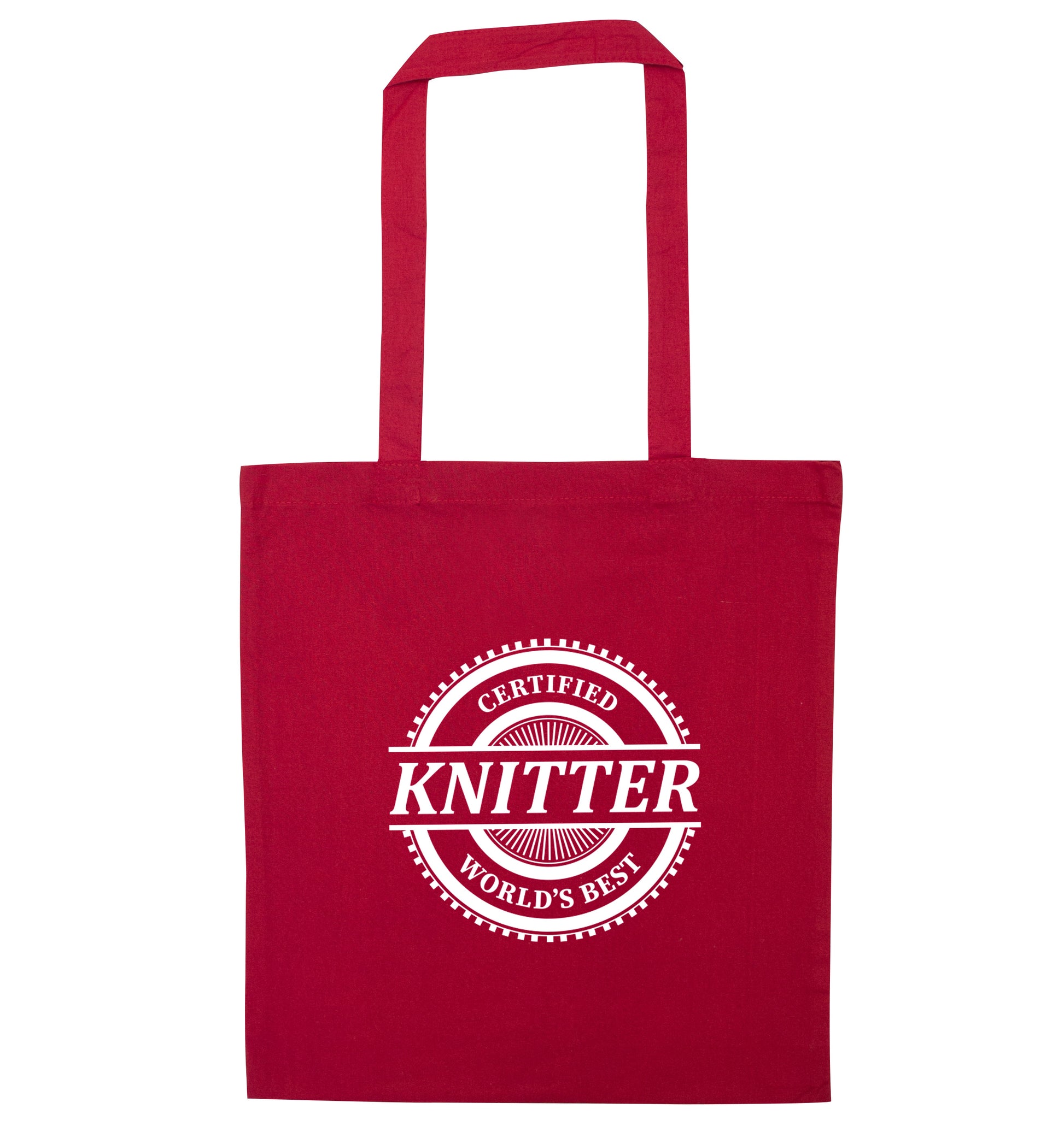 Worlds best knitter red tote bag