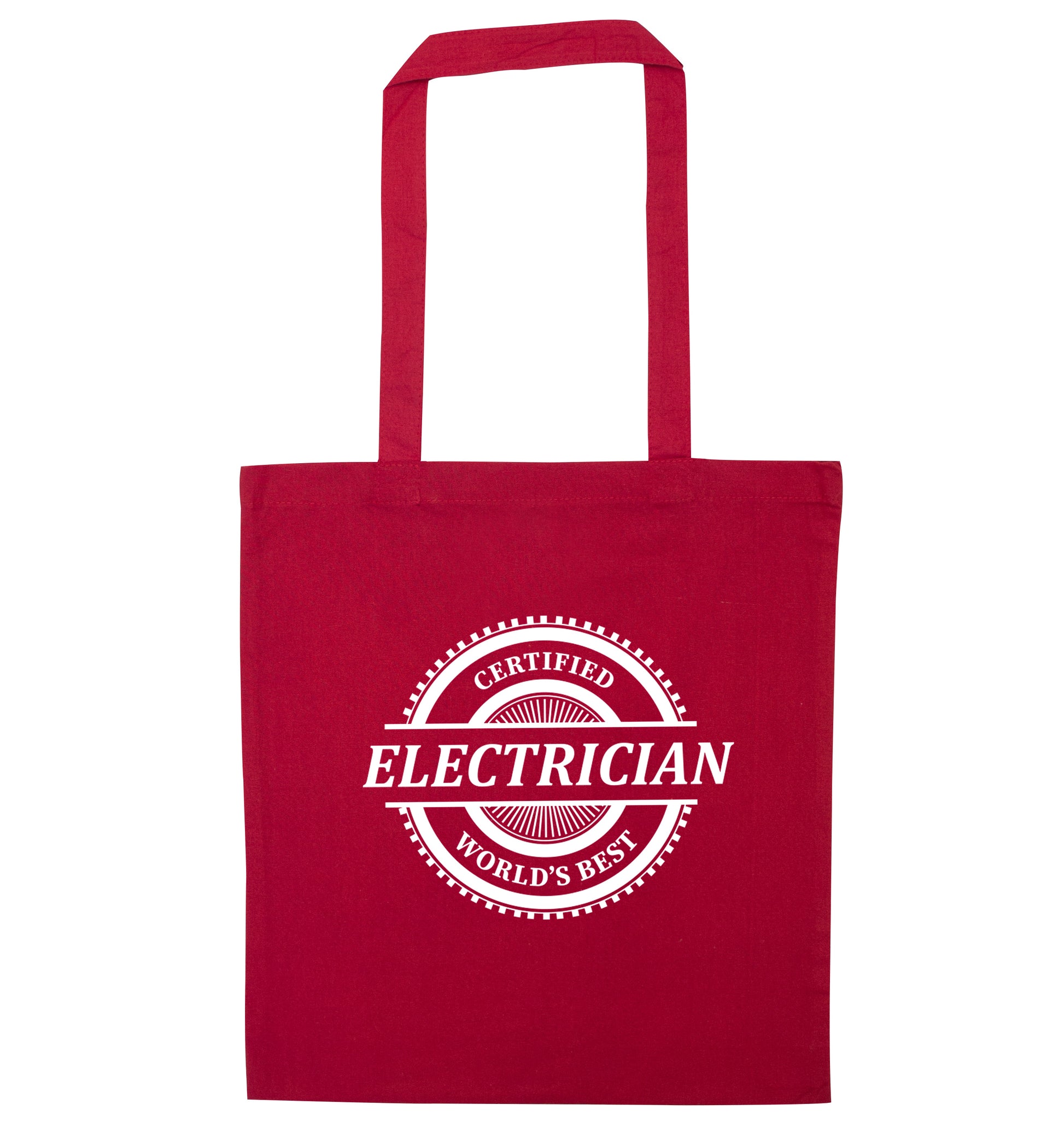 Worlds greatest electrician red tote bag
