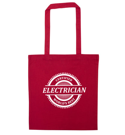 Worlds greatest electrician red tote bag