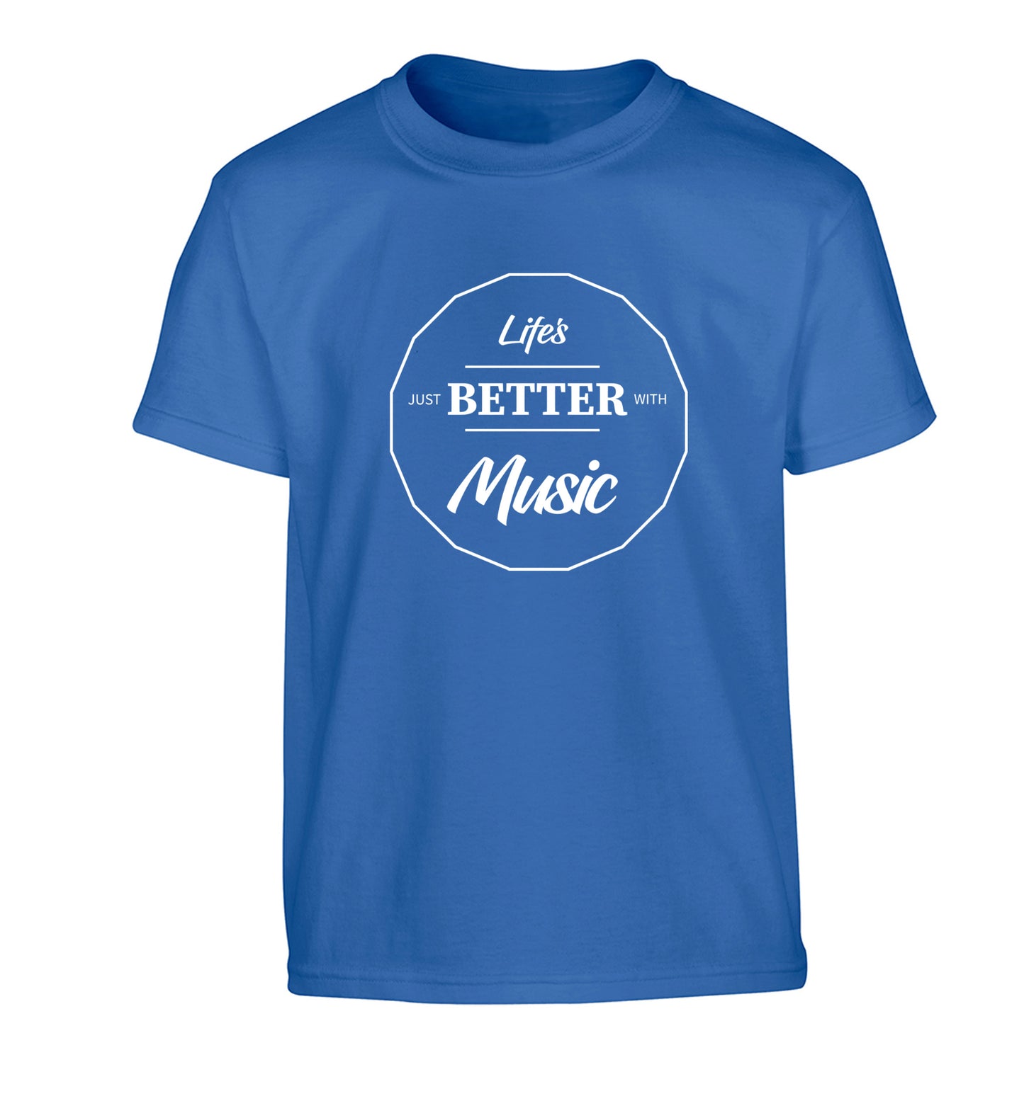 Life is Better With Music Children's blue Tshirt 12-13 Years