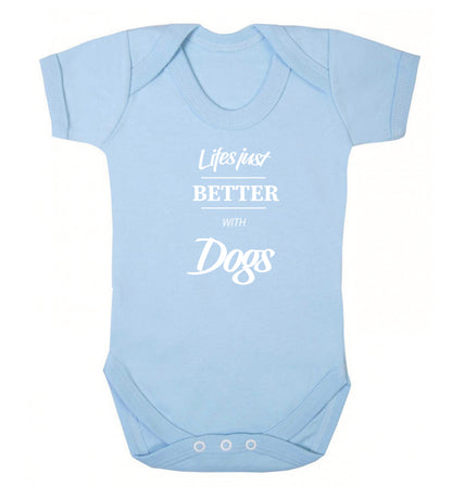 life is better with dogs Baby Vest pale blue 18-24 months