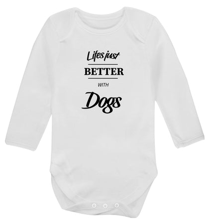 life is better with dogs Baby Vest long sleeved white 6-12 months