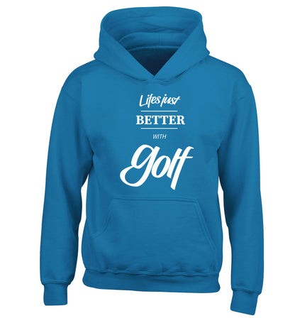 Life is better with golf children's blue hoodie 12-13 Years