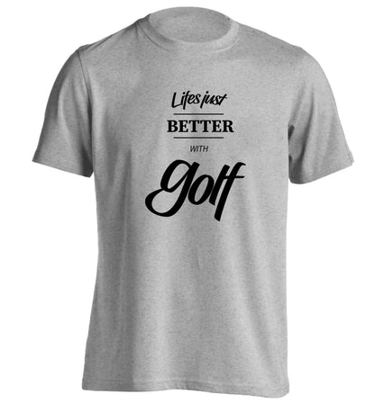 Life is better with golf adults unisex grey Tshirt 2XL